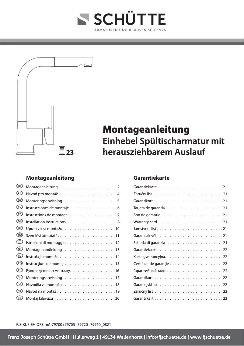 Page 1 de la notice Manuel utilisateur Schütte London