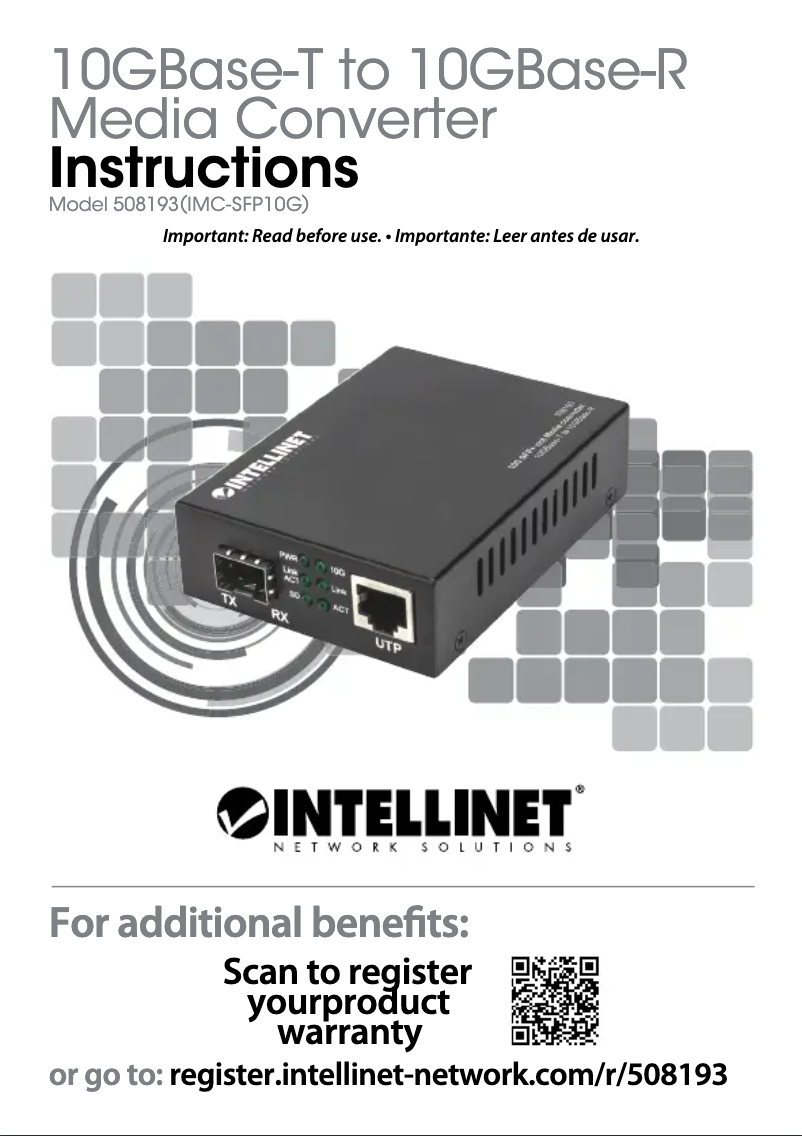 Page 1 de la notice Manuel utilisateur Intellinet 508193