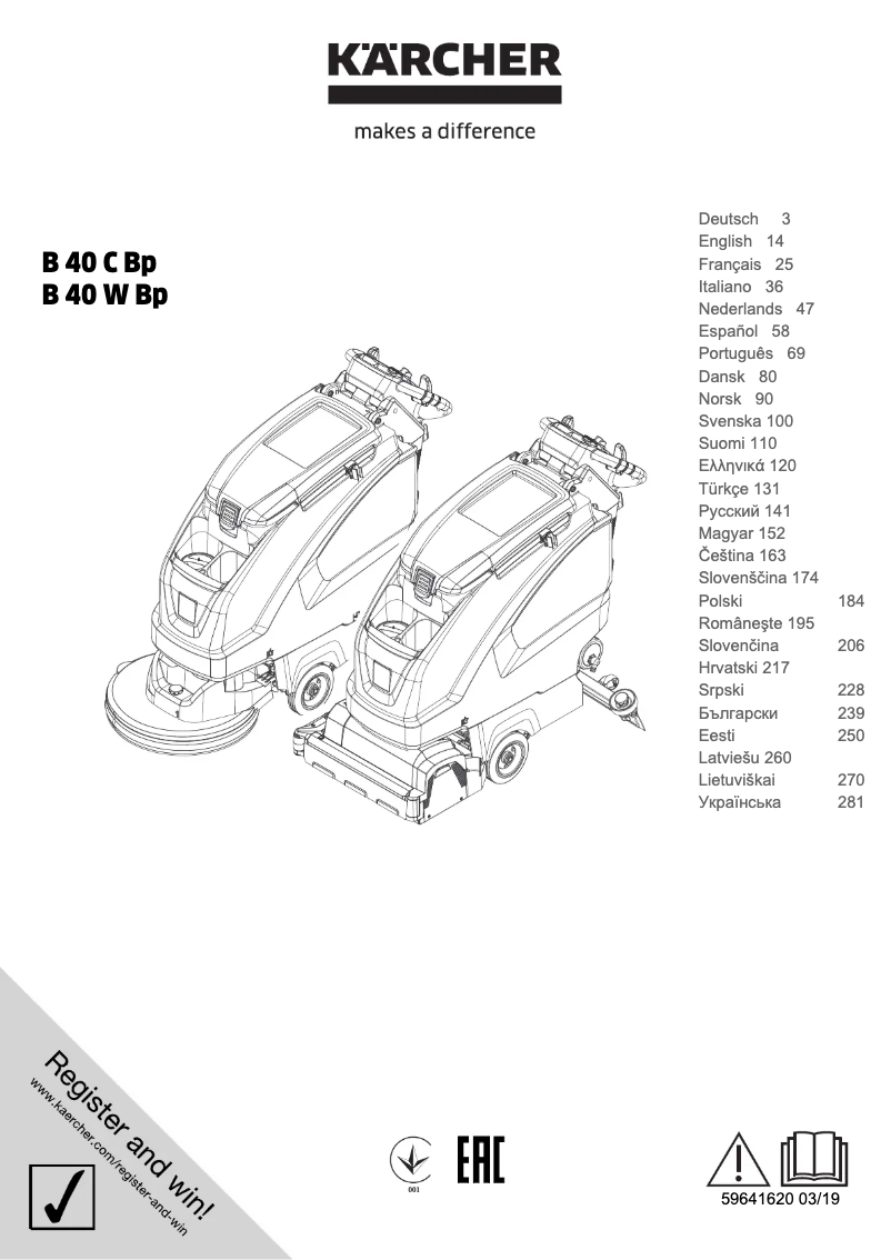 Image de la première page du manuel de l'appareil B 40 W Bp Dose