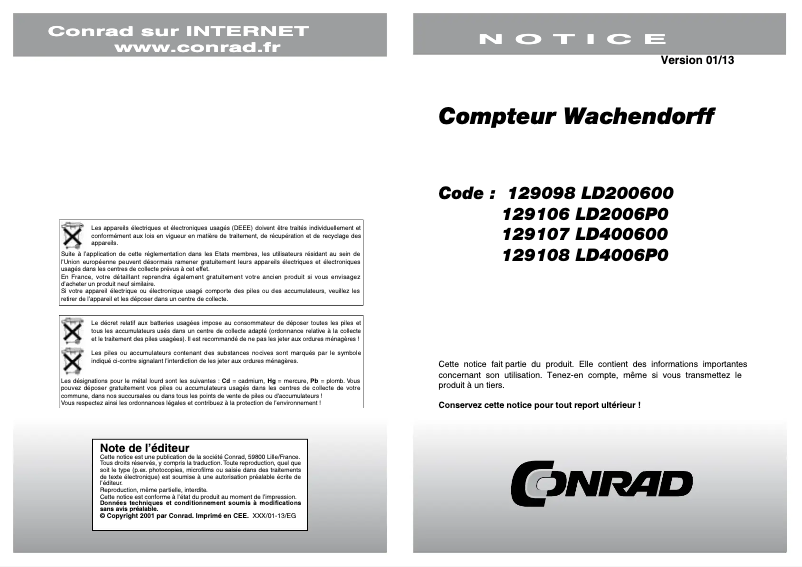 Page 1 de la notice Manuel utilisateur Wachendorff LD4006P0