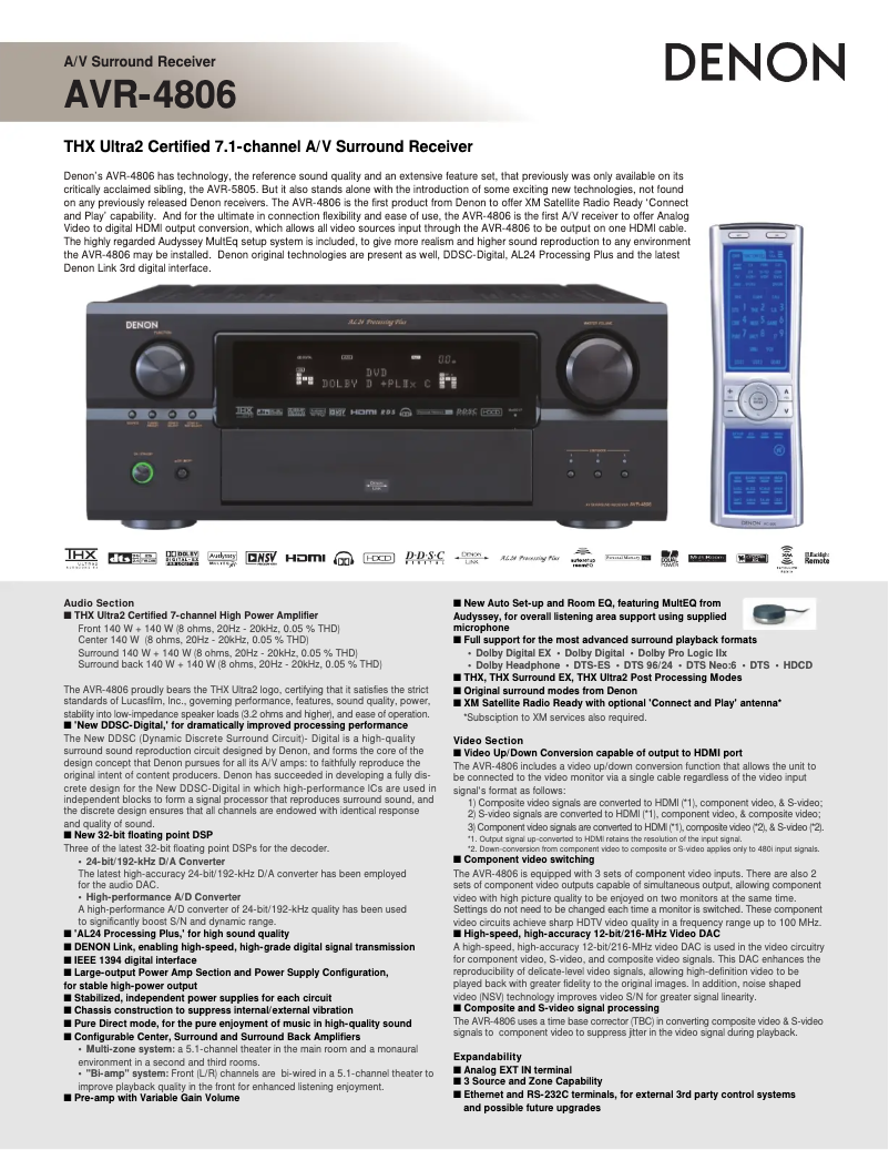 Image de la première page du manuel de l'appareil AVR-4806