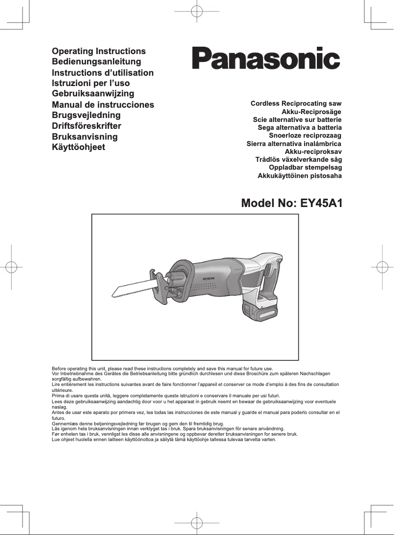 Page n°1 - Manuel utilisateur Panasonic EY45A1
