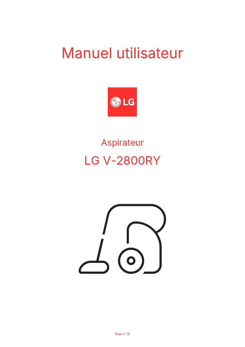 Page n°1 - Manuel utilisateur LG V-2800RY
