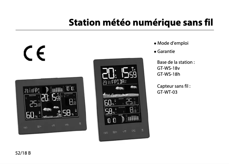 Page n°1 - Manuel utilisateur GlobalTronics GT-WS-18h