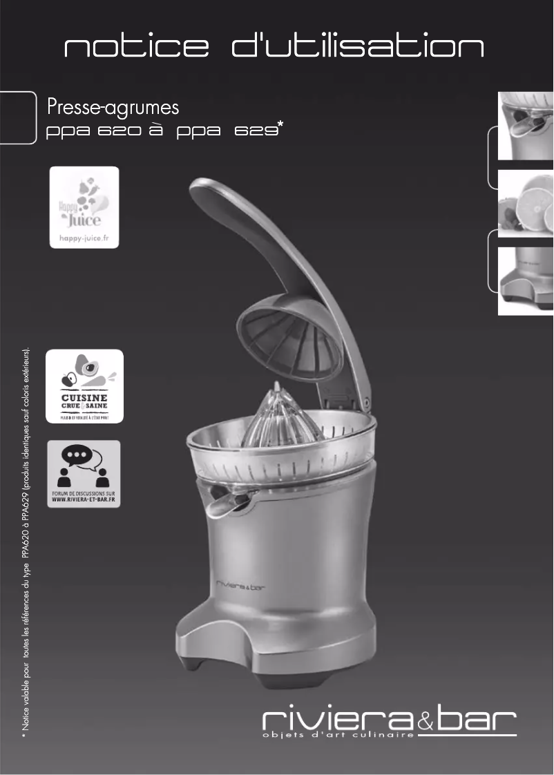 Page n°1 - Manuel utilisateur Riviera & Bar PPA620