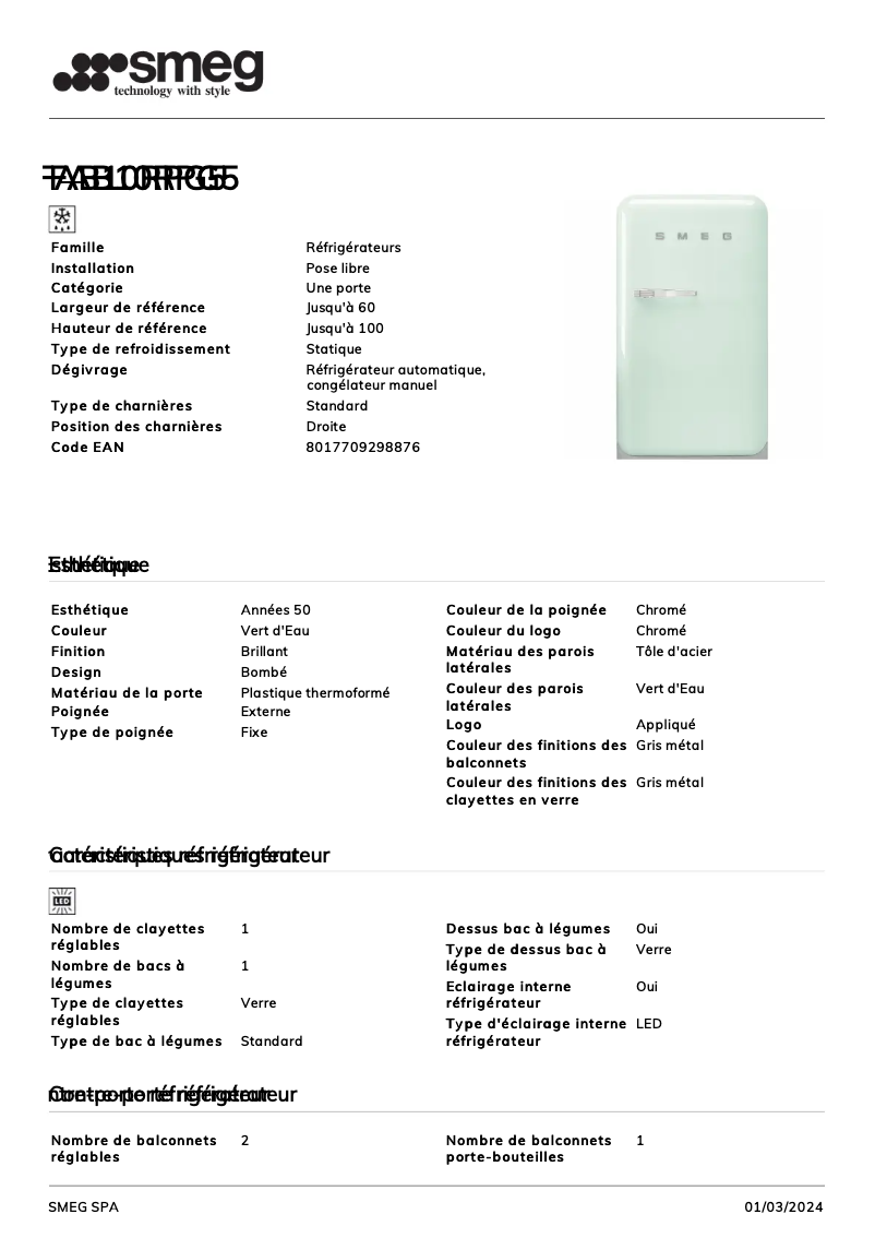 Image de la première page du manuel de l'appareil FAB10RPG5