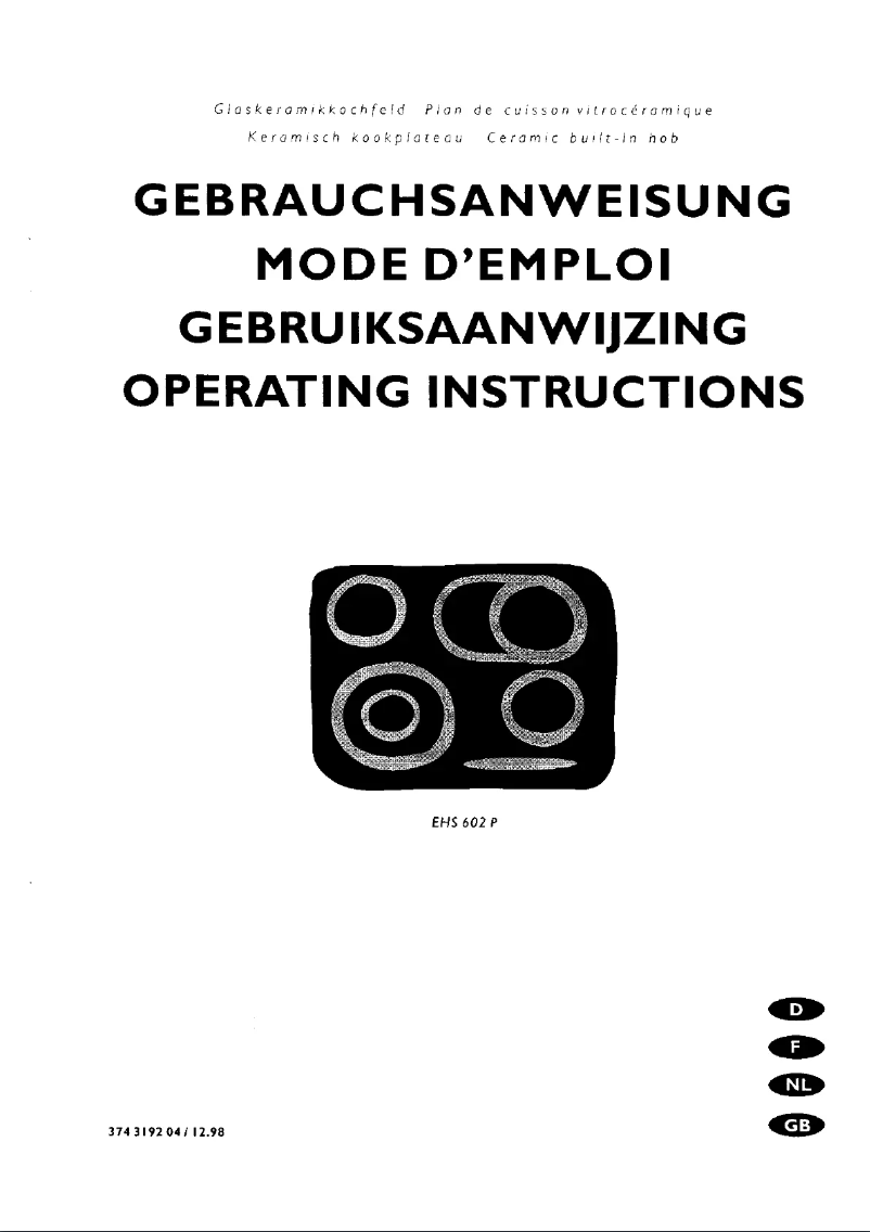 Page n°1 - Manuel utilisateur Electrolux EHS602