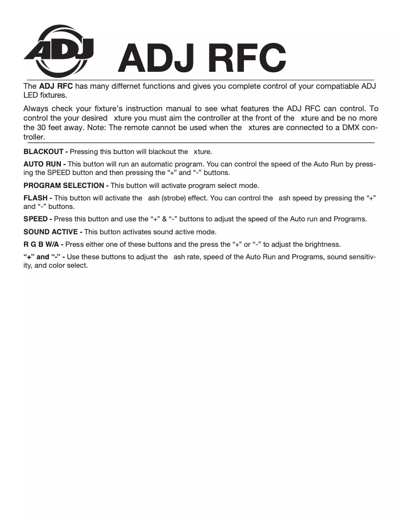Imagen de la primera página del manual del dispositivo ADJ RFC