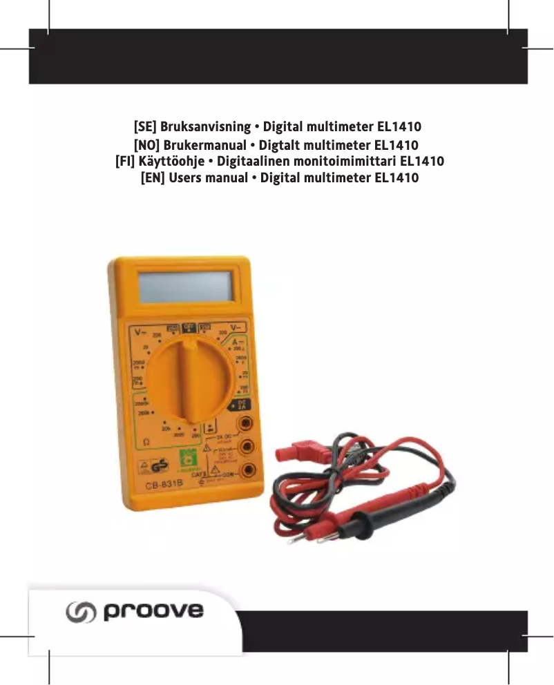 Page n°1 - Manuel utilisateur Proove EL 1410