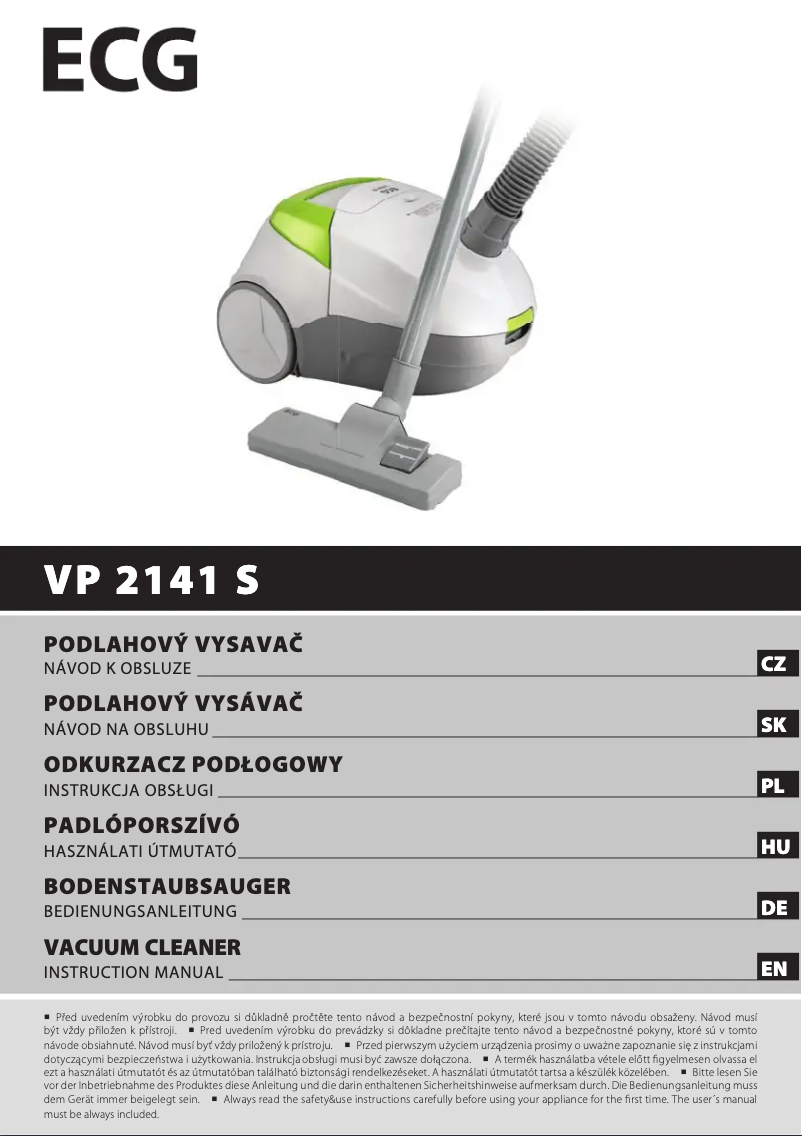 Image de la première page du manuel de l'appareil VP 2141 S AZZURO