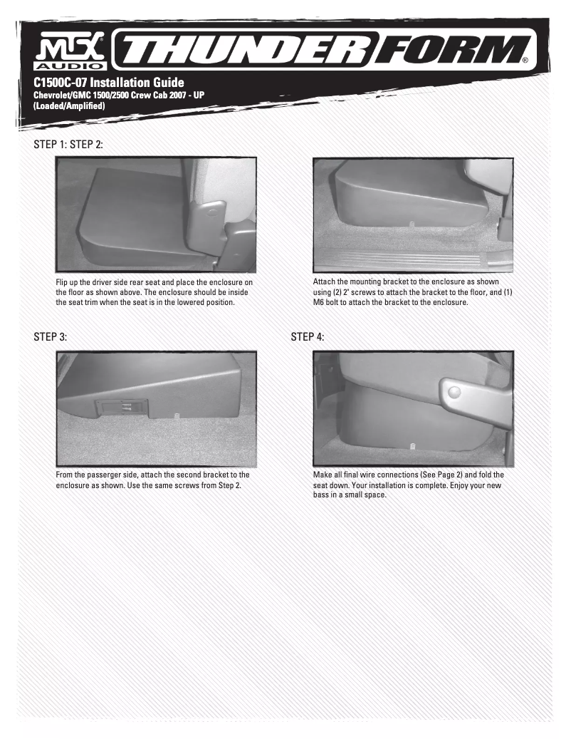 Page 1 de la notice Manuel utilisateur MTX Audio ThunderForm C1500C-07A