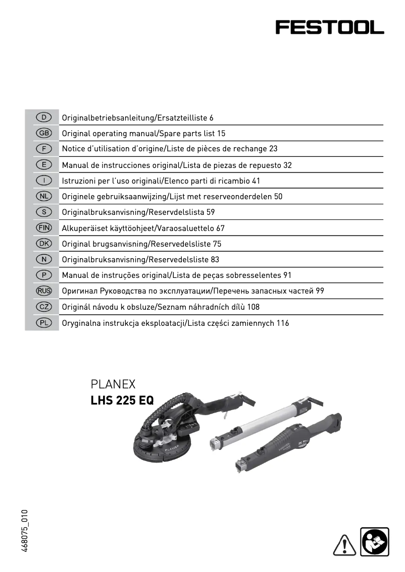 Página 1 del manual Manual de usuario Festool LHS 225 EQ-Plus/IP