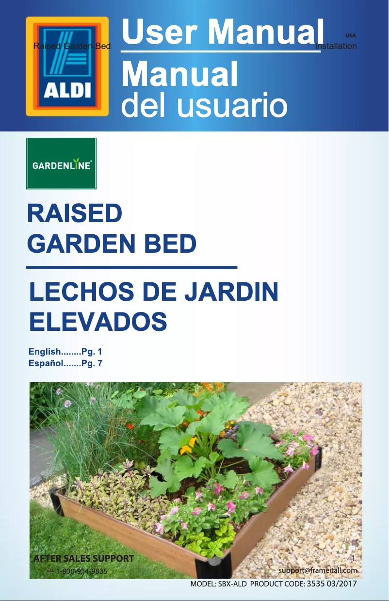 Page 1 de la notice Manuel utilisateur Gardenline Raised Garden Bed SBX-ALD
