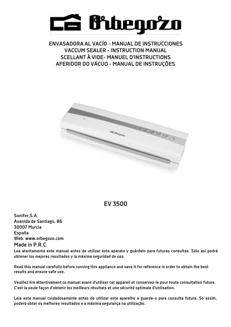 Image de la première page du manuel de l'appareil EV 3500