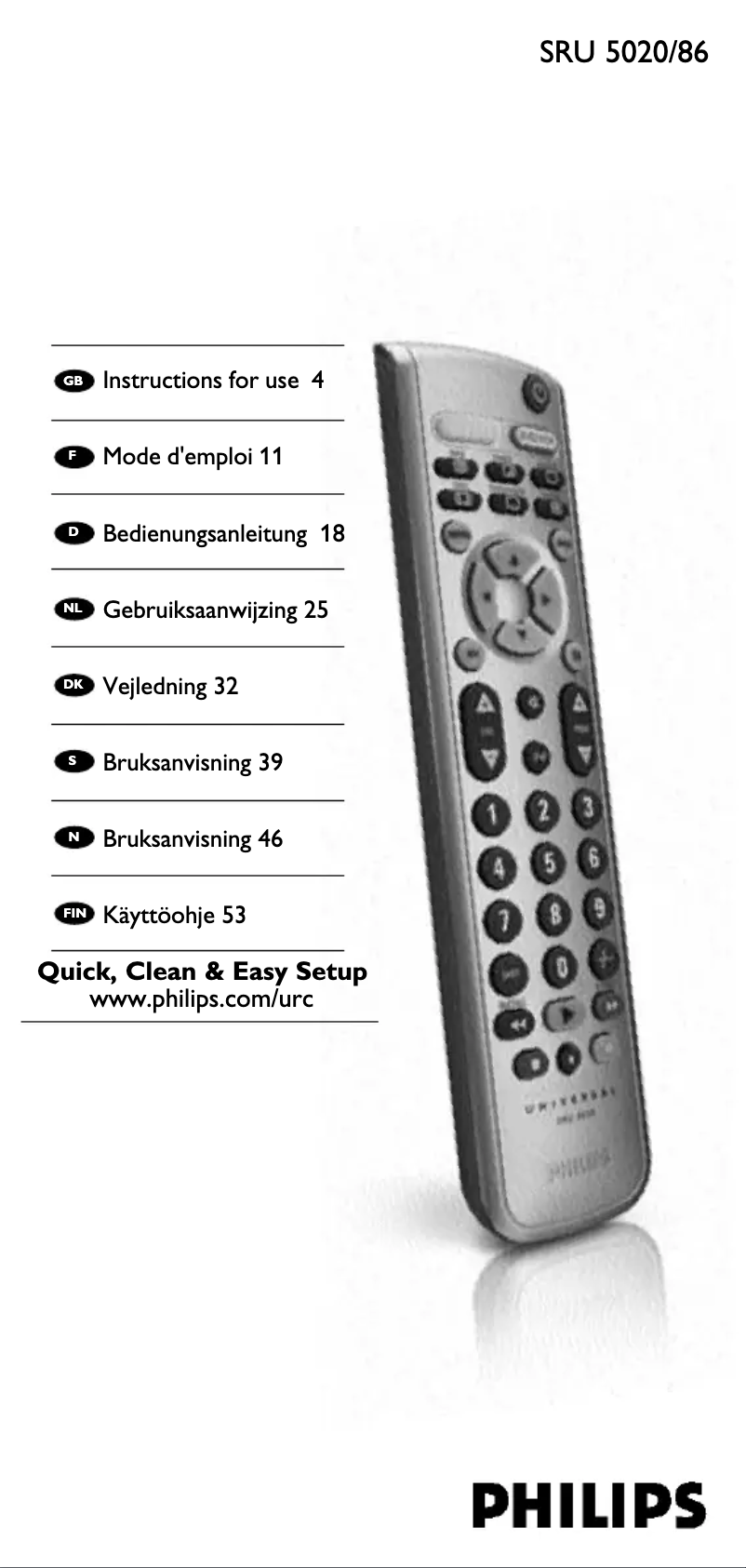 Página 1 del manual Manual de instrucciones Philips SRU5020
