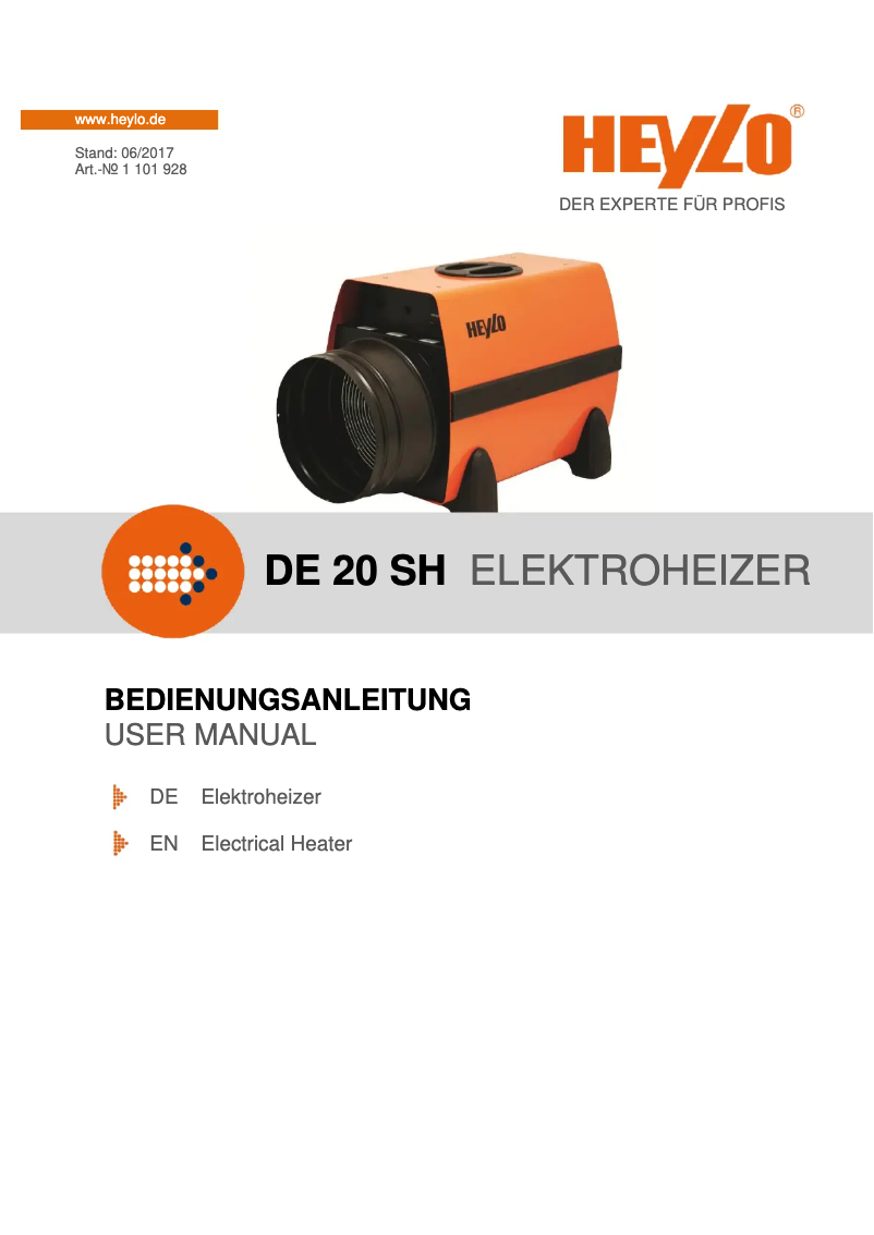 Page 1 de la notice Manuel utilisateur Heylo DE 20 SH