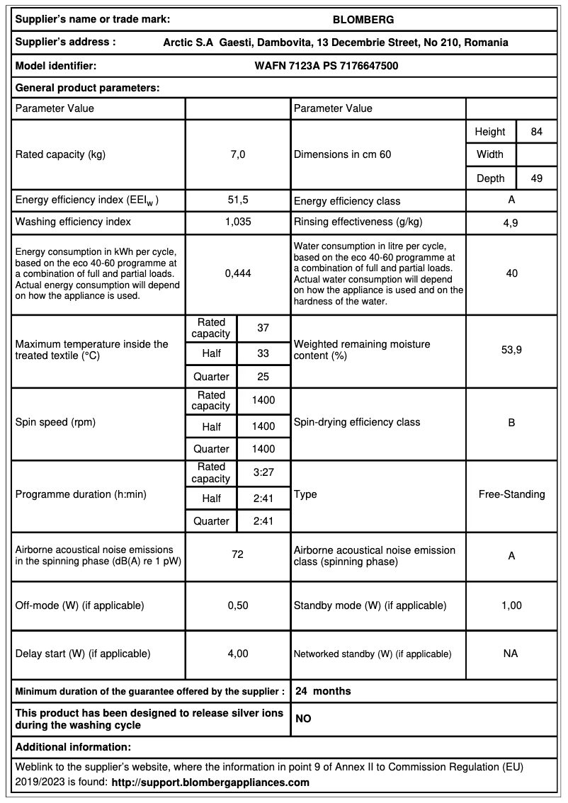 Image de la première page du manuel de l'appareil WAFN 7123A PS