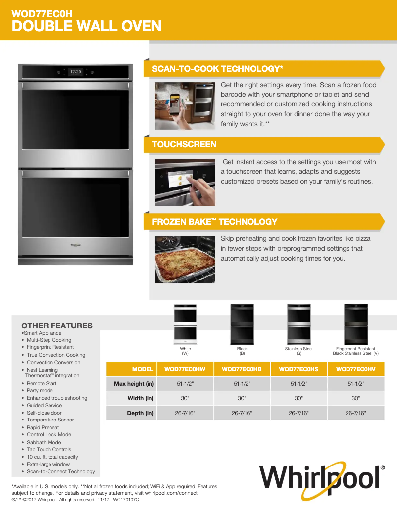 First page image of the manual for WOD77EC0HS