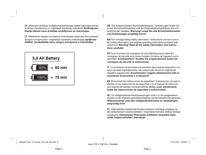 Page 1 de la notice Manuel utilisateur Gardol 20V/30