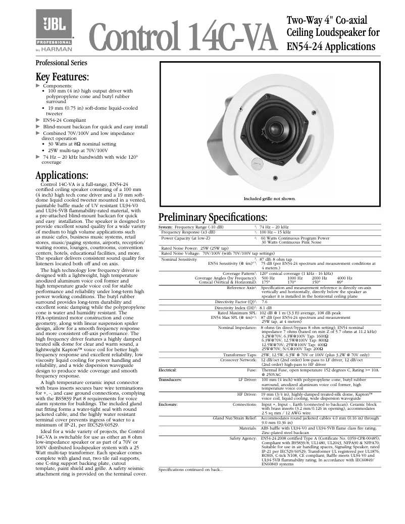 Image de la première page du manuel de l'appareil Control 14C-VA