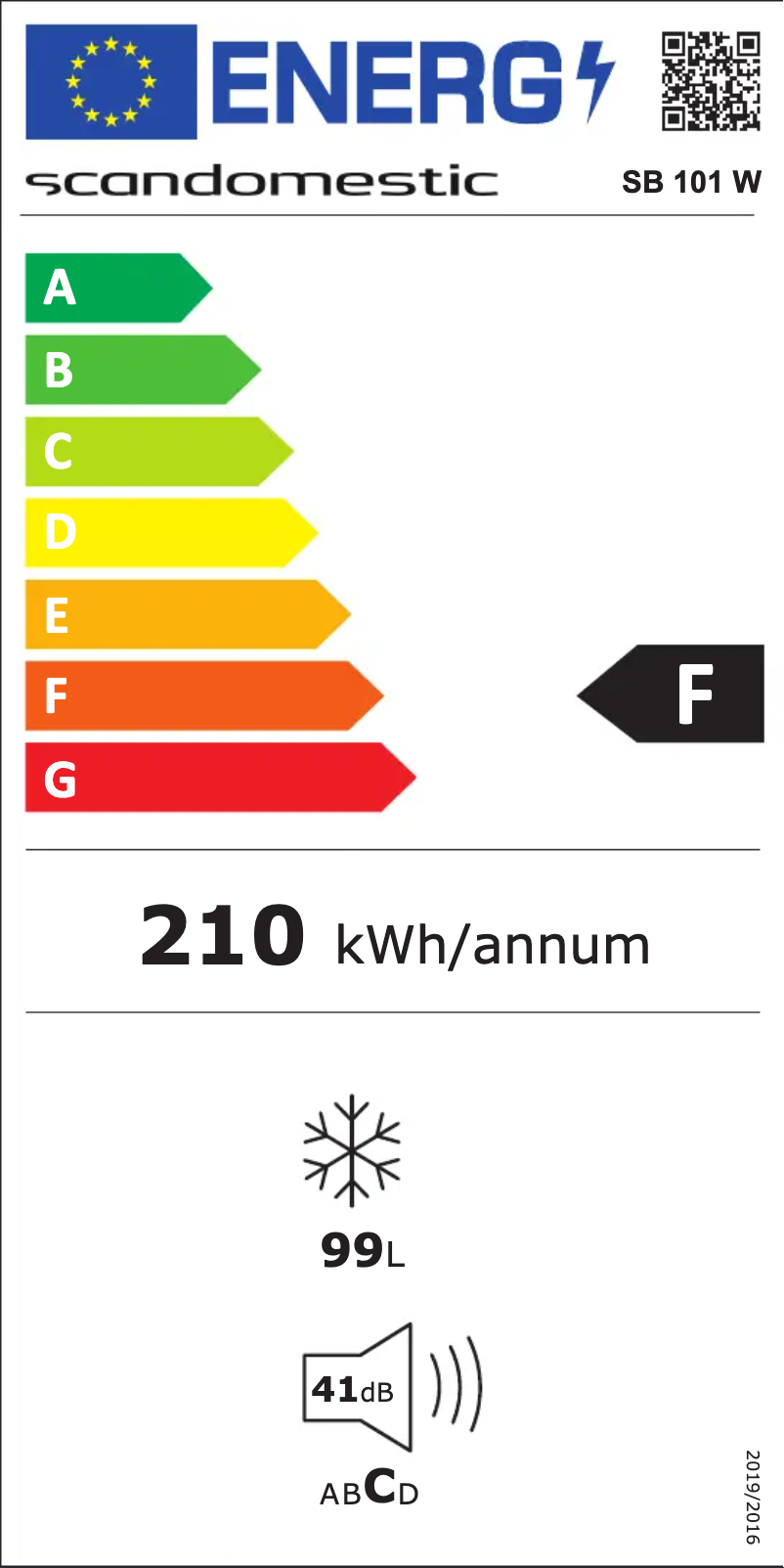 Page 1 de la notice Label énergétique Scandomestic SB 101 W