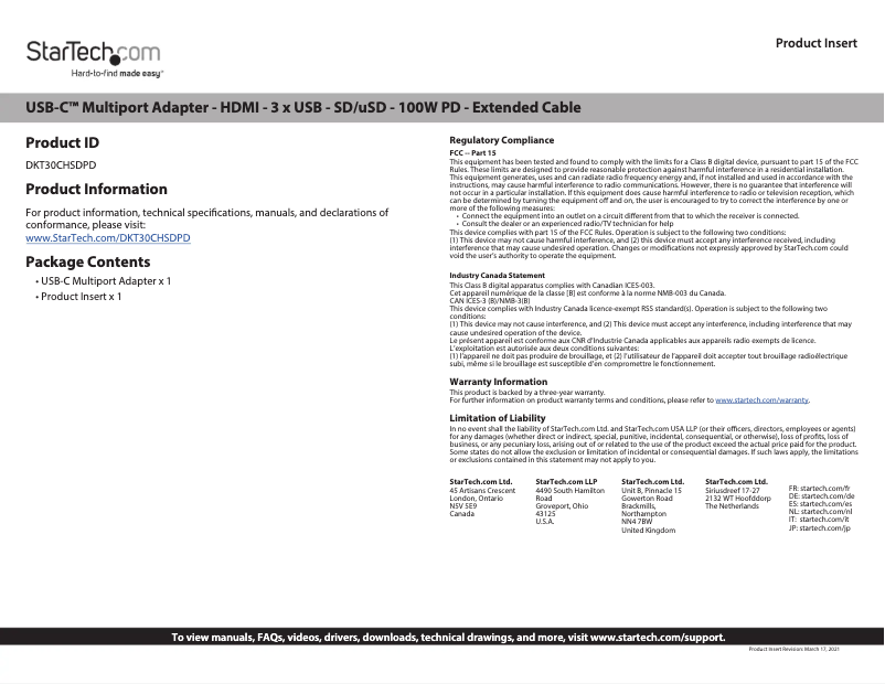 Image de la première page du manuel de l'appareil DKT30CHSDPD