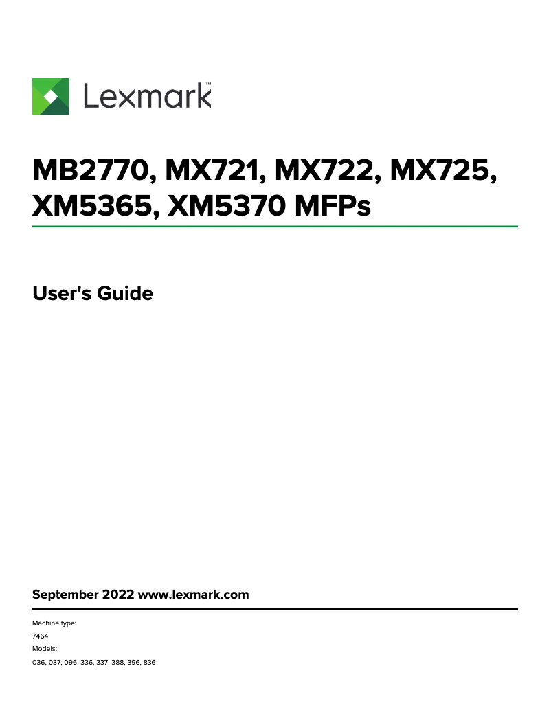 Page 1 de la notice Manuel utilisateur Lexmark MX721