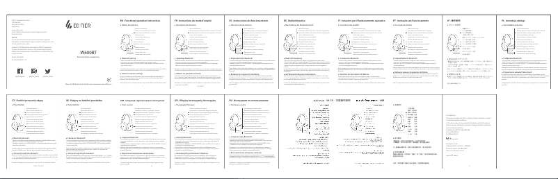 Image de la première page du manuel de l'appareil W600BT