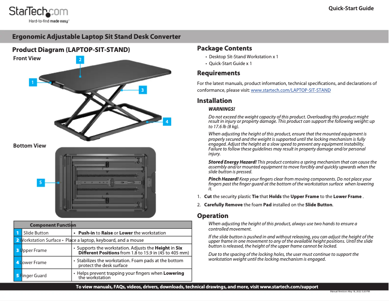 Page n°1 - Manuel utilisateur StarTech.com LAPTOP-SIT-STAND