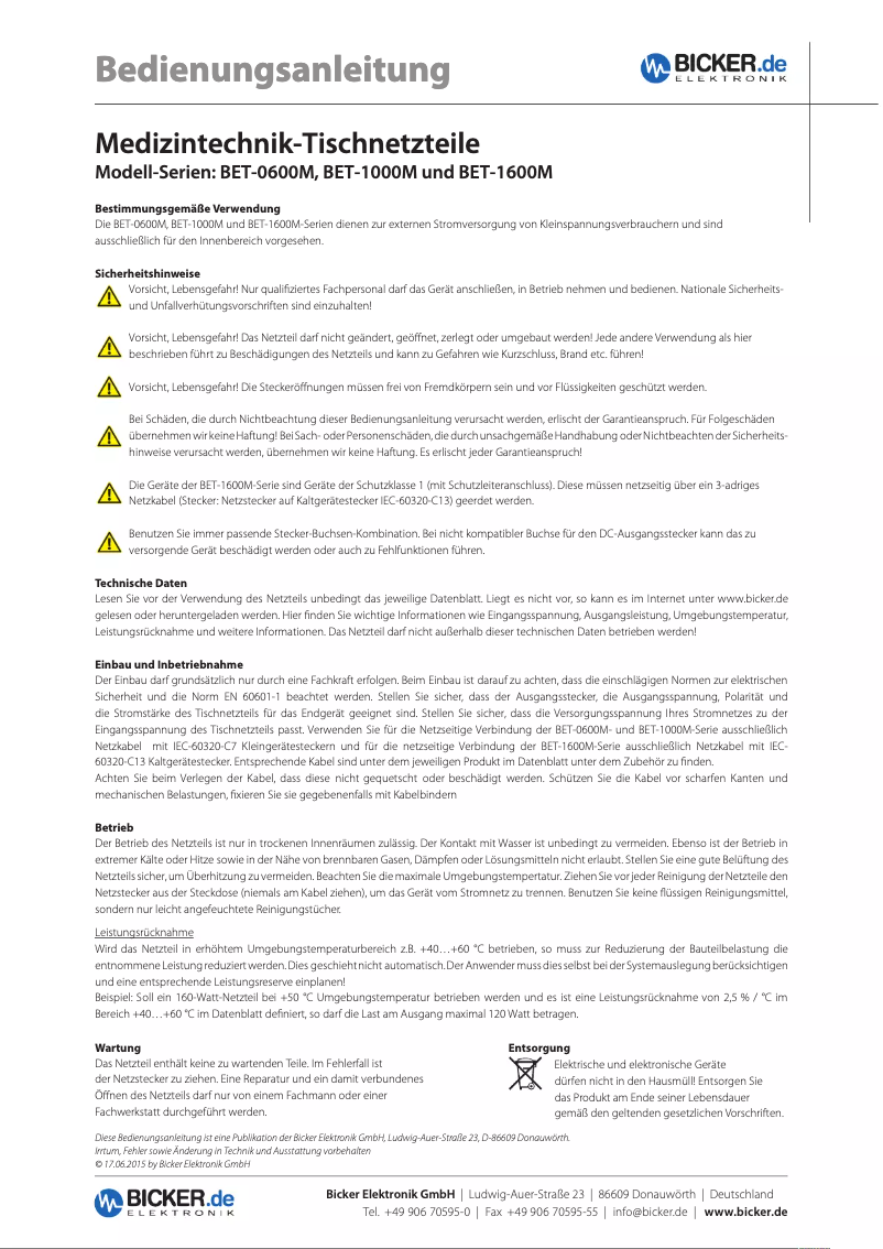 Image de la première page du manuel de l'appareil BET-0612M