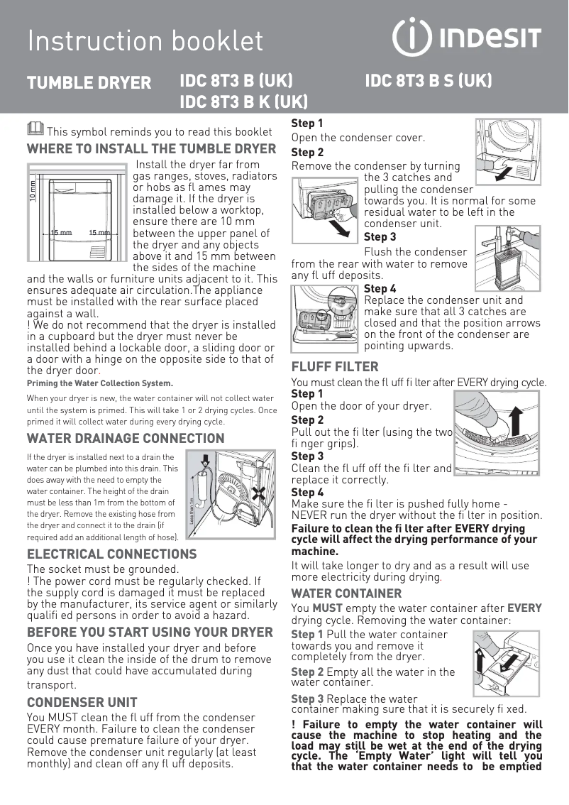 Página 1 del manual Manual de instrucciones Indesit IDC 8T3 B S (UK)