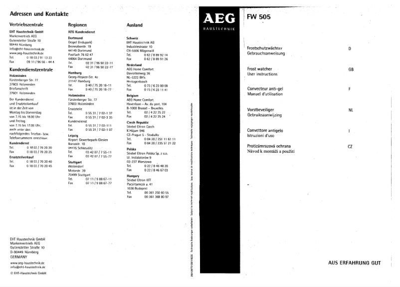 Página 1 del manual Manual de usuario AEG FW 505