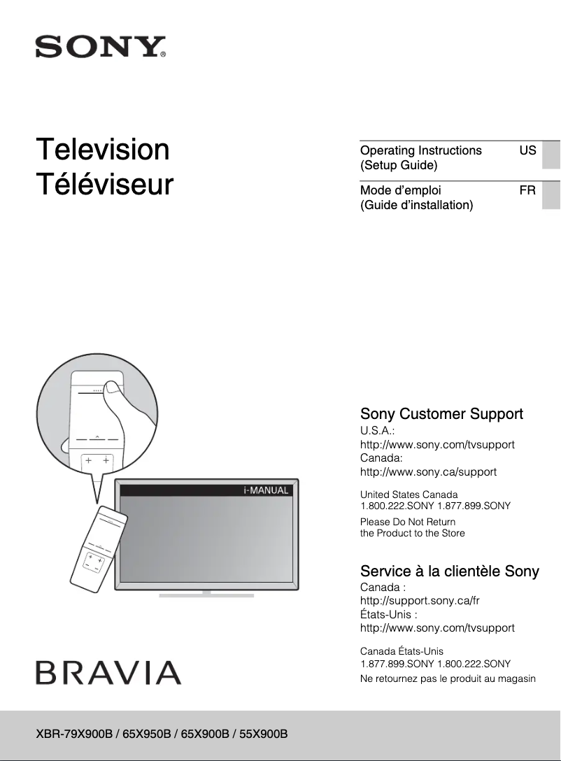 Page 1 de la notice Manuel utilisateur Sony XBR65X950B