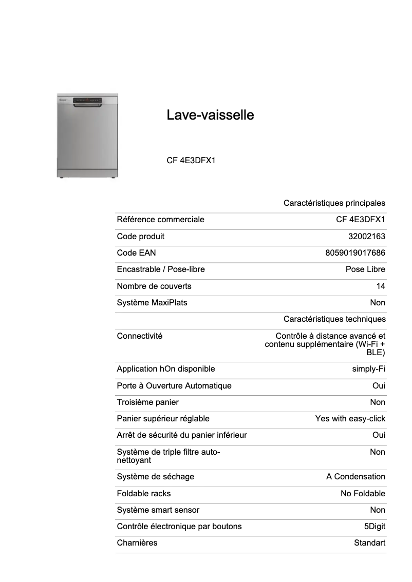 Image de la première page du manuel de l'appareil CF 4E3DFX1