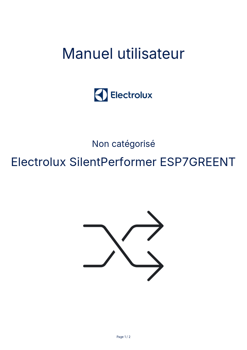 Image de la première page du manuel de l'appareil SilentPerformer ESP7GREENT