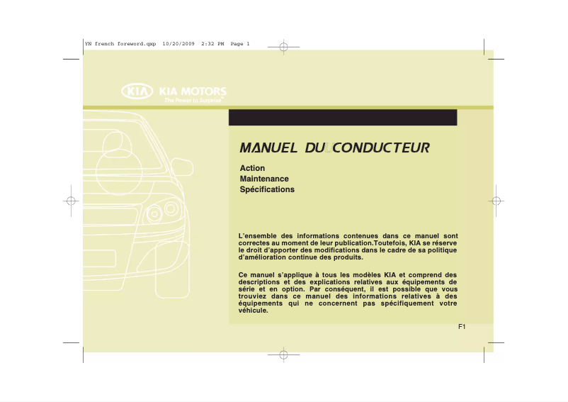 Image de la première page du manuel de l'appareil Venga (2010)