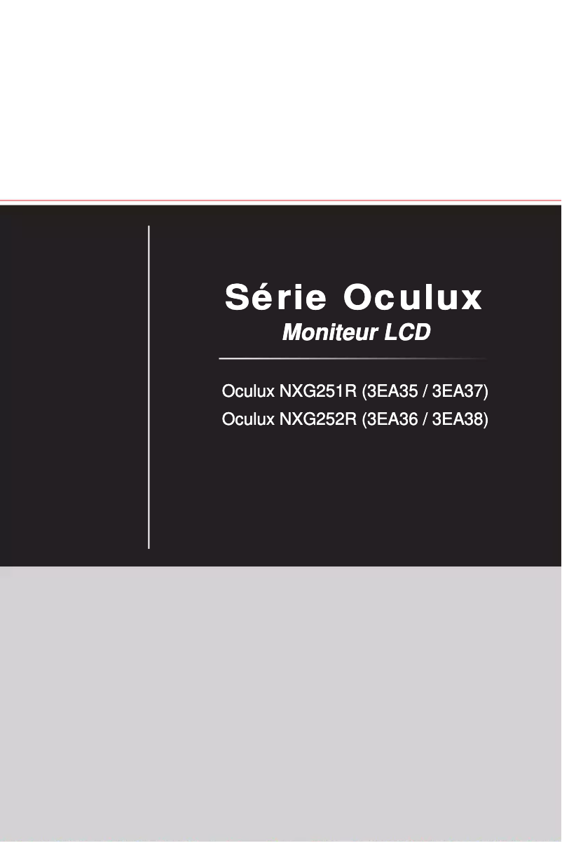 Image de la première page du manuel de l'appareil Oculux NXG251R