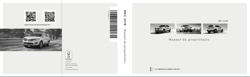 Page n°1 - Manuel utilisateur Lincoln MKC (2018)