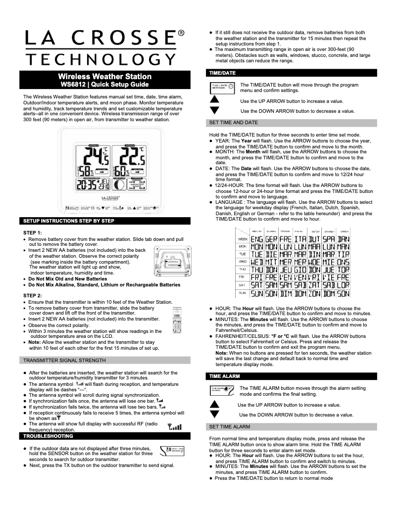 Page n°1 - Manuel utilisateur La Crosse Technology WS6812