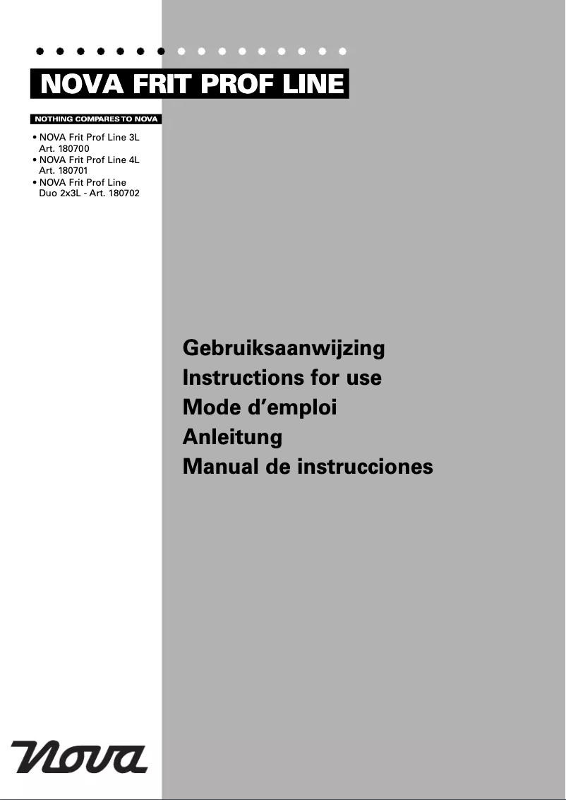 Page n°1 - Manuel utilisateur Nova Frit Prof Line