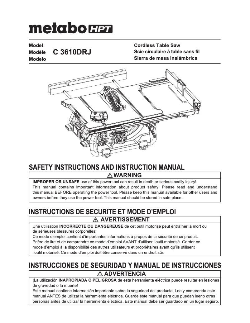 Página 1 del manual Manual de usuario Metabo C3610DRJ