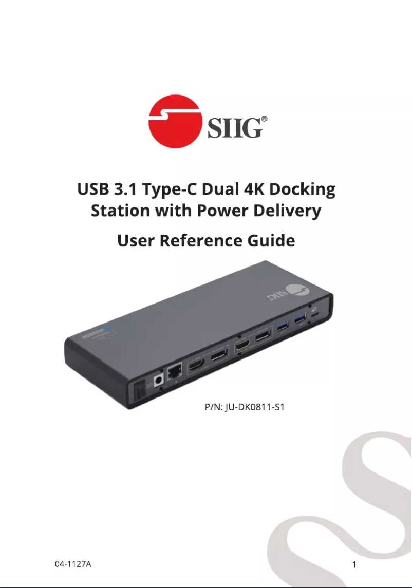 Page 1 de la notice Manuel utilisateur Siig JU-DK0811-S1