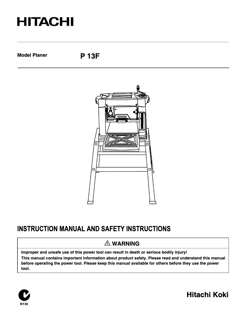 Page 1 de la notice Manuel utilisateur Hitachi P 13F