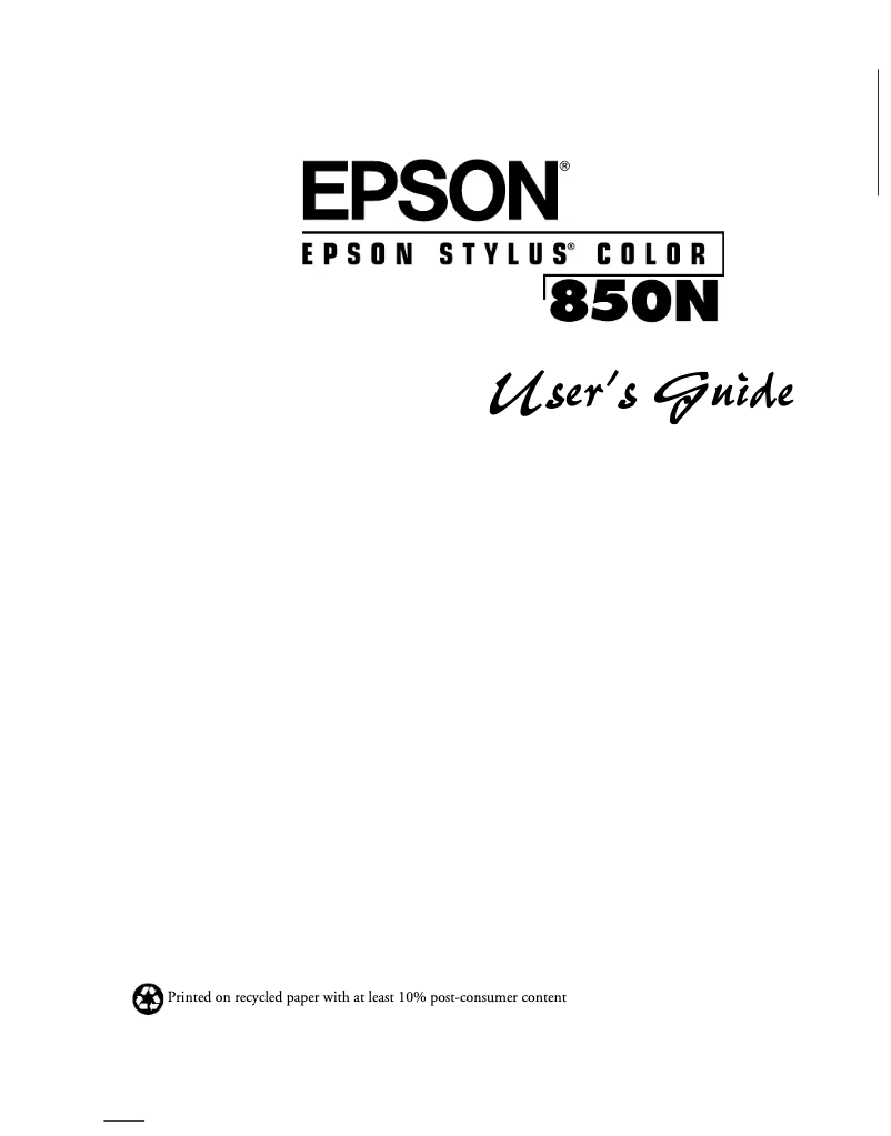 Image de la première page du manuel de l'appareil Stylus Color 850N