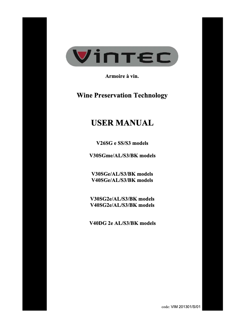 Page 1 de la notice Manuel utilisateur Vintec AL-V30SGE