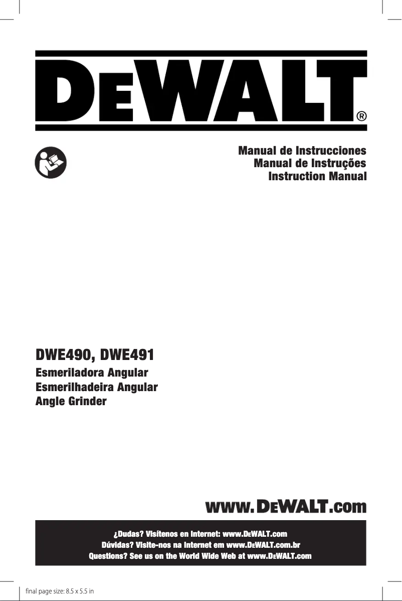 Page n°1 - Manuel utilisateur DeWalt DWE491