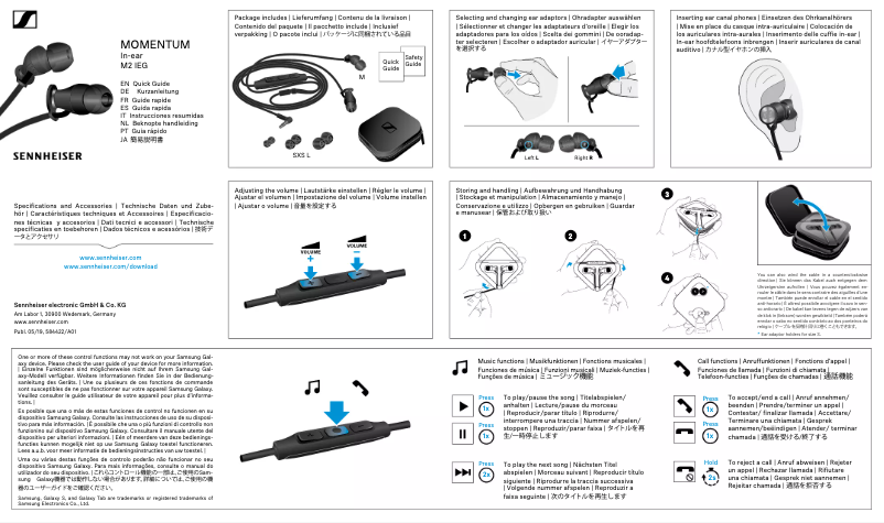 Page n°1 - Manuel utilisateur Sennheiser MOMENTUM In-Ear