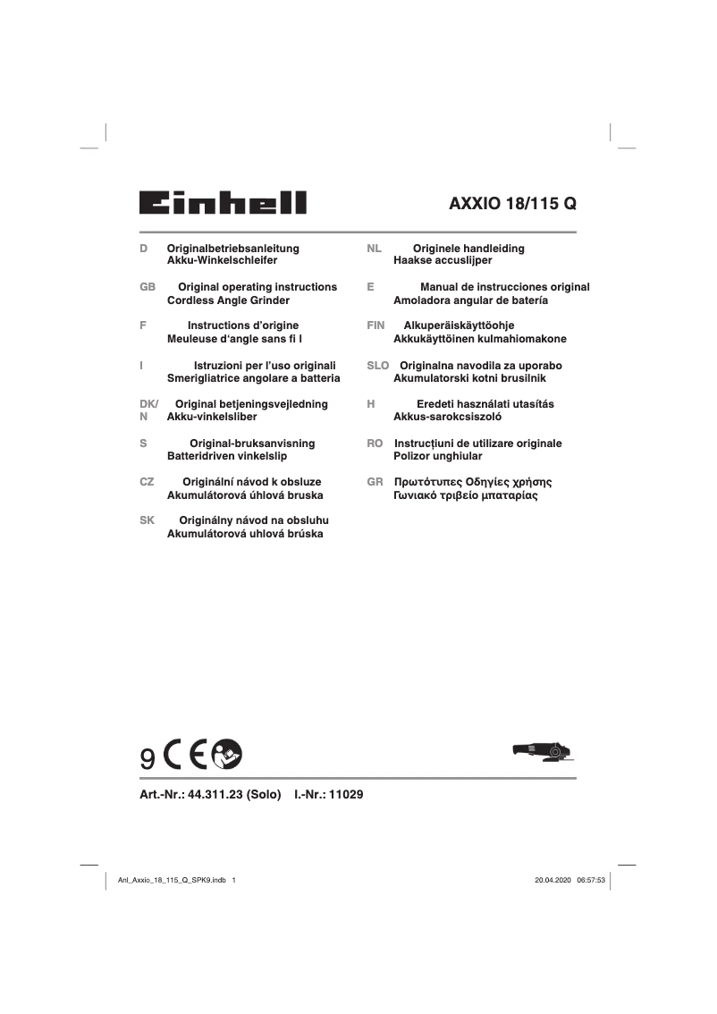 Image de la première page du manuel de l'appareil AXXIO 18/115 Q