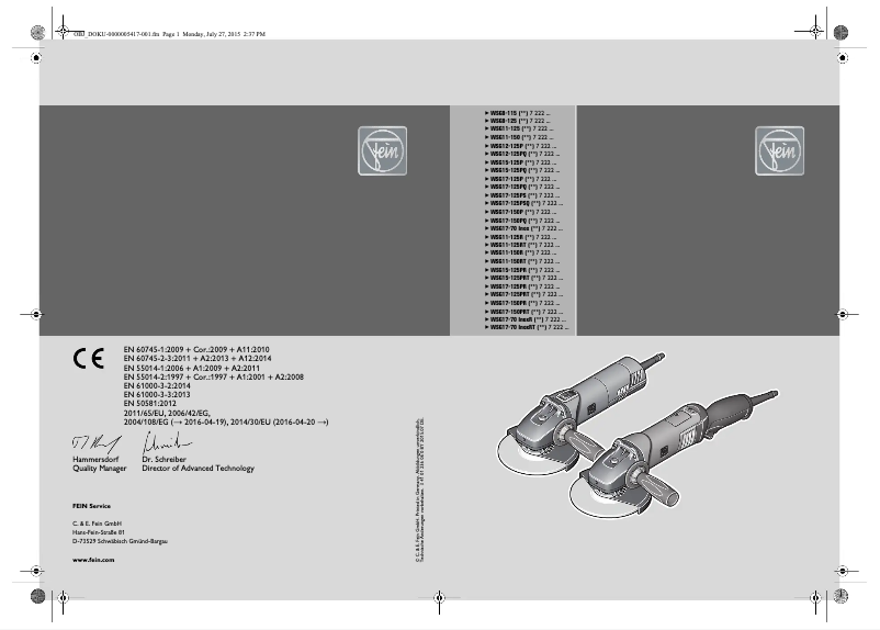 Página 1 del manual Manual de usuario Fein WSG 17-125 PRT
