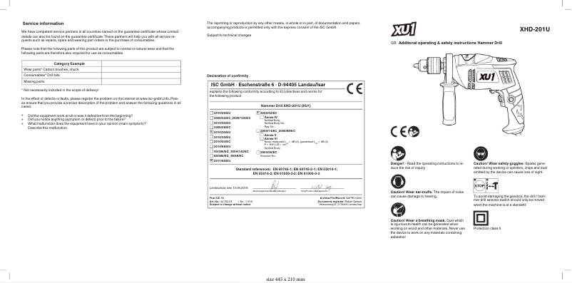 Page n°1 - Manuel utilisateur XU1 XHD-201U